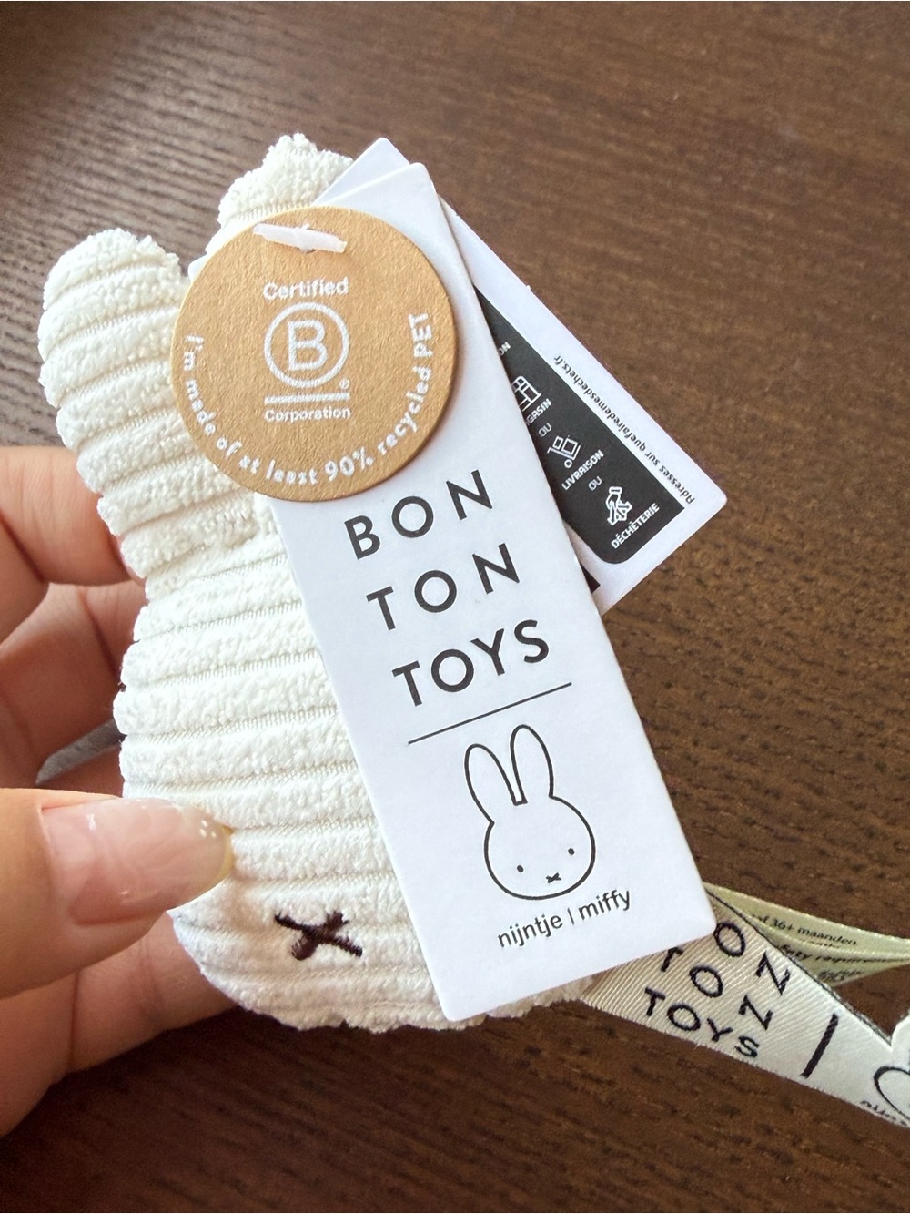 Miffy Bon Ton Toys Flat ECO Corduroy Keychain Bag Charm - Off White - Picture 8 of 11